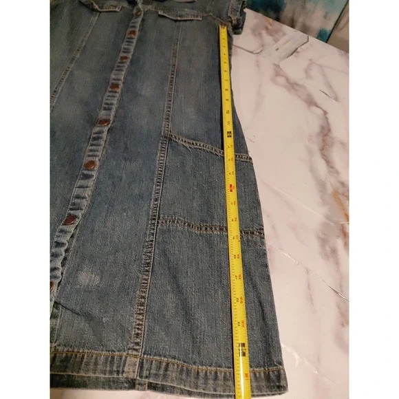vintage Old Navy denim Dress Y2K fashion era short-sleeve denim shirt dress Sz 6 - Picture 15 of 15